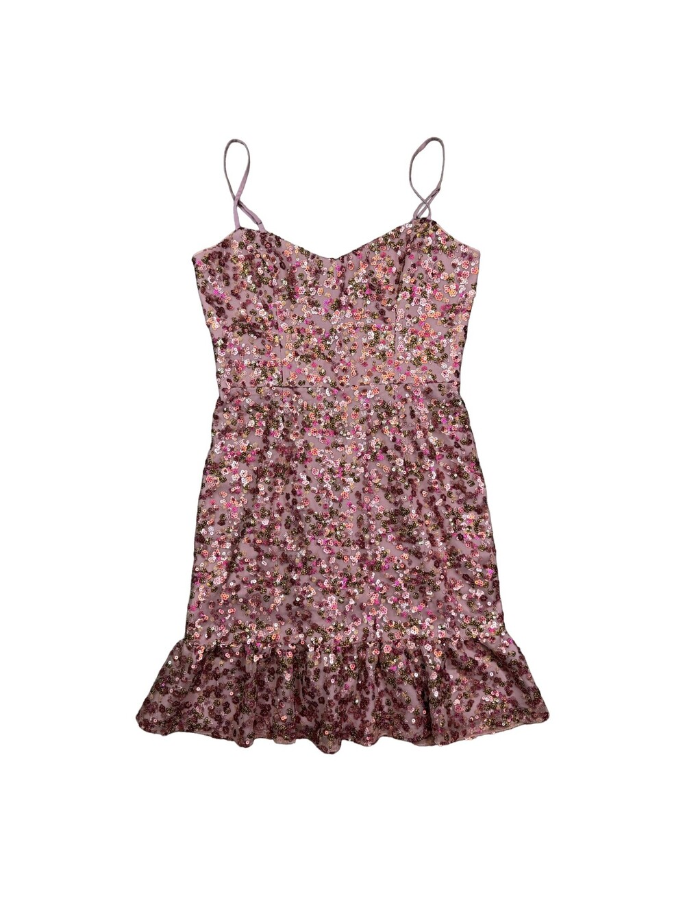 Dress the Population Kaya Dress M Blush Pink Floral Sequin Embellished Mini